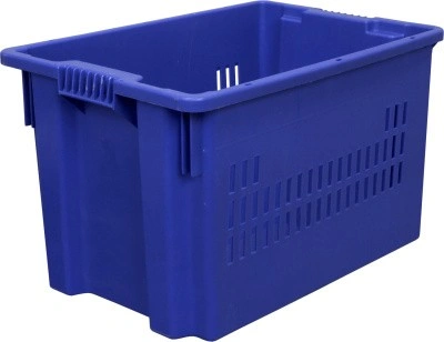 Ящик перфорированный 600×400×350 мм, объем 63 л., арт.: 604, синий, код: 07736