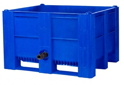 Большой пластиковый контейнер Модель1000-ACE, 1200х1000х740 мм сплошной,с дренажным клапаном