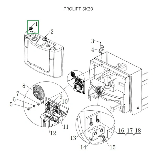 Счетчик моточасов c индикатором заряда для штабелеров SDR/SDK 1,5-2 т, для тележек SK20