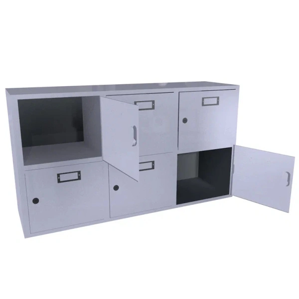 Шкаф для касок на 6 ячеек (2х3) 683x1214x350 мм Светло-серый