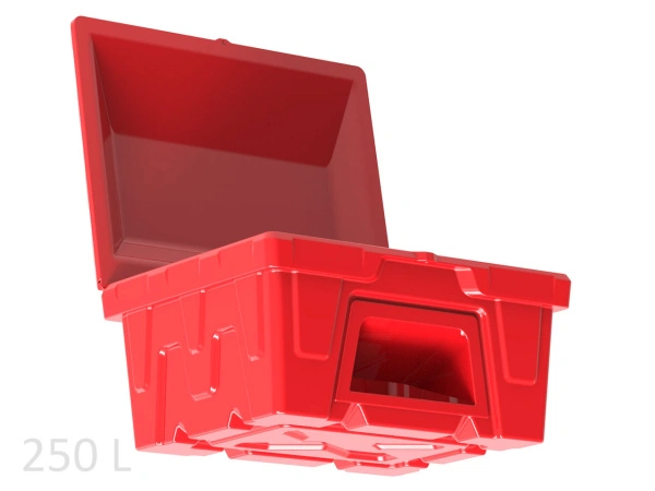 Ящик 250 литров с дозатором красный