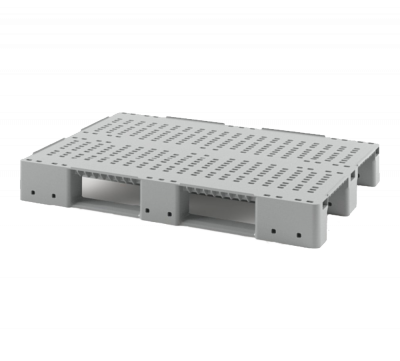 Усиленный перфорированный поддон на трёх полозьях усиленный двумя трубами 1200x800x150 с бортиком 