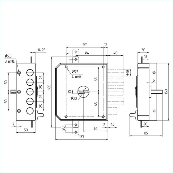 Балашиха ЗН4 032.1.1 5кл. с/т  правый, ЗД Замок накладной тяж (6)