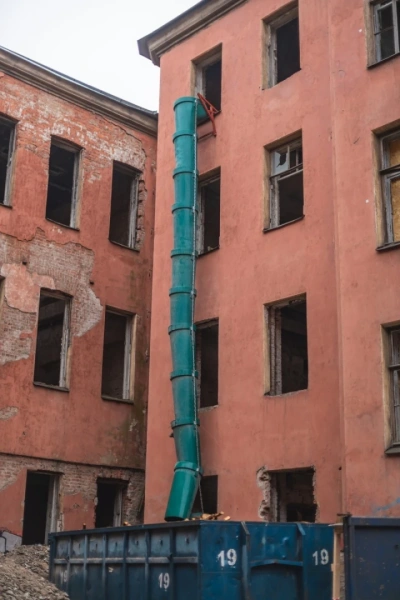 Мусоросброс секция приёмная (усиленная) зеленый, без цепей 