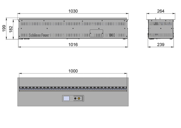Электрический очаг Schones Feuer 3D FireLine 1000 со стальной крышкой 